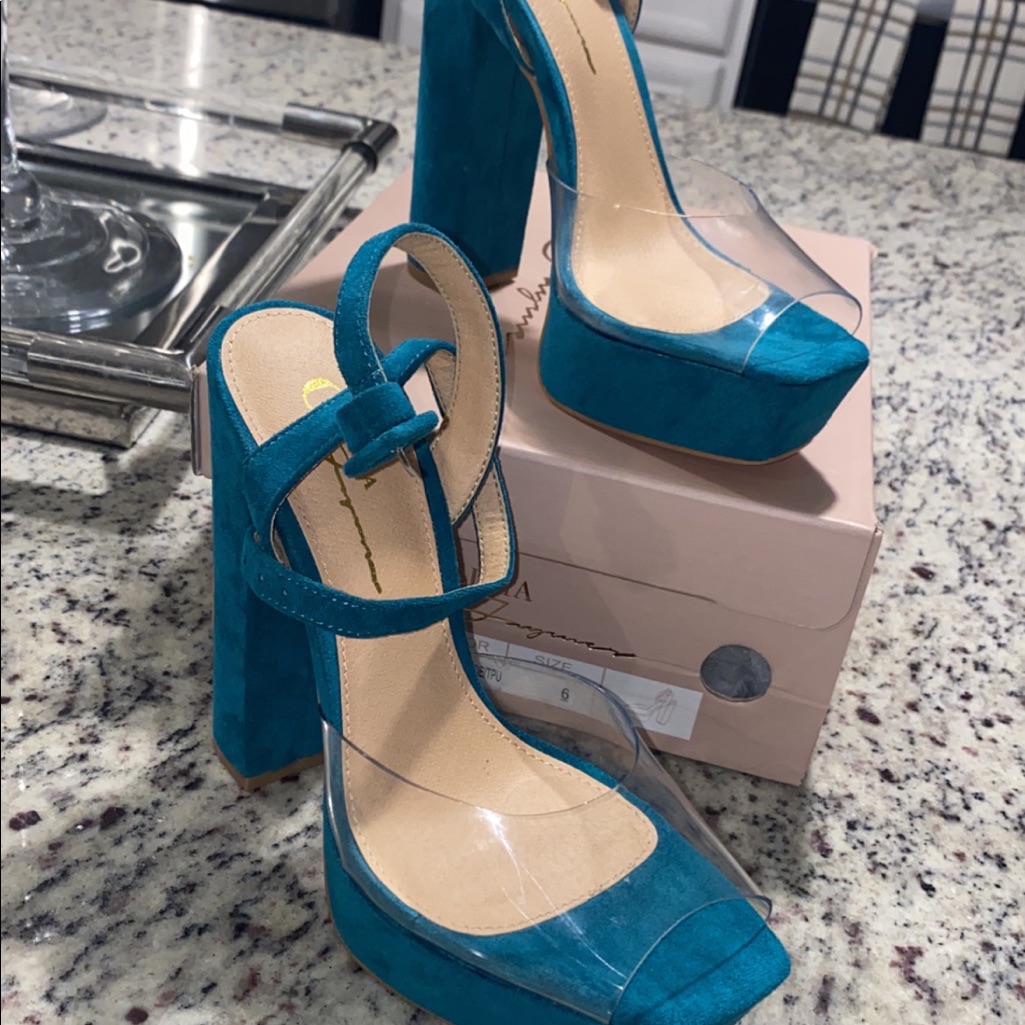 Turquoise Block Heels